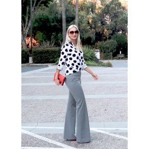 Chico's Pants Retro Wide Leg Work Career Casual Trousers Classic Grey M